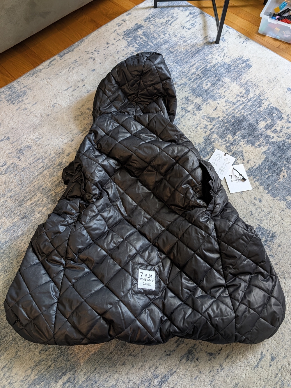 7 AM Infant Black Quilted K-Poncho